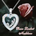 wholesale 925 Sterling Silver Photo Locket Necklace w/Heart Shape Opal Stone & Flower Design - Gifts for Women/Mom/Daughter-0-5