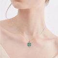 wholesale 925 Sterling Silver Green Clover Pendant Necklace for Women Girls Mothers Day Gift-0-1