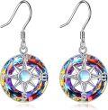 wholesale 925 Sterling Silver Rainbow Crystal Compass Drop Dangle Earrings for Women Girls Graduation Travel Gifts-0-0