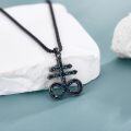 wholesale 925 Sterling Silver Infinity Pendant with Blue Glitter Stone and Inverted Cross Charm Necklace for Women-0-2