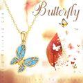 wholesale Gold 925 Sterling Silver Turquoise Butterfly Pendant Necklace Minimalist Charm s for Her-0-2