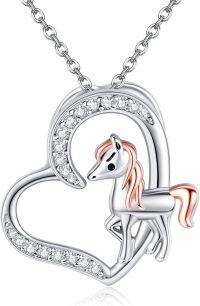 wholesale 925 Sterling Silver Heart Unicorn Pendant Necklace s for Women-Horse