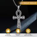 wholesale 925 Sterling Silver Black Enamel Egyptian Ankh Scarab Cross Pendant Necklace for Women and Men-0-5