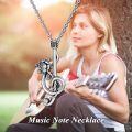 wholesale 925 Sterling Silver Guitar Rose Necklace-0-3