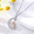 wholesale 925 Sterling Silver Crescent Moon with Star and Girl Playing Grand Piano Charm Necklace for Women-0-3