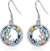 wholesale TOUPOP Seahorse Earrings For Women Sterling Silver Seahorse Ocean Earrings With Blue Crystal Ocean Jewelry Birthday Christmas Gifts For Women -undefined