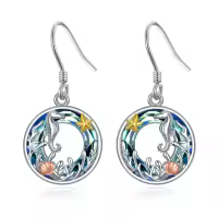 TOUPOP Sterling Silver Blue Crystal Seahorse Earrings Ocean Jewelry Gifts-undefined