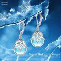 wholesale 925 Sterling Silver Blue Opal Teardrop Filigree Snowflake Leverback Drop Earrings-0-5