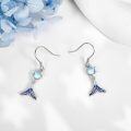 wholesale 925 Sterling Silver Mermaid Tail Earrings with Blue Enamel Ocean Beach s for Women-0-3