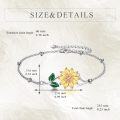 wholesale 925 Sterling Silver Adjustable Bracelet with Sunflower Charm Gifts for Women 7+2-0-4