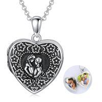 wholesale 925 Sterling Silver Locket Pendant With Photo Insertion-Cherry blossoms-Sisters