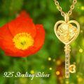 wholesale  14K Gold Plated Sterling Silver Birth Flower Stone Necklace w Key Pendant 18 +2 Chain ( chars)-0-4