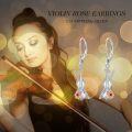 wholesale 925 Sterling Silver Violin Shape Drop Earrings with Rose Gold Plated Accents and Garnet Stone Gift for Women-0-1