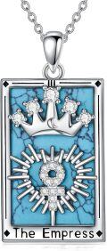 wholesale 925 Sterling Silver and Turquoise Empress Tarot Card Pendant Necklace for Women & Men-0-0