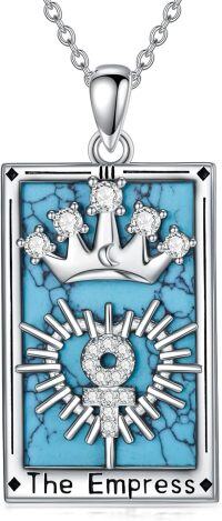 wholesale 925 Sterling Silver and Turquoise Empress Tarot Card Pendant Necklace for Women & Men-Empress