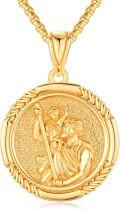 wholesale Gold 925 Sterling Silver St. Christopher Pendant Necklace for Men Women Catholic s 24 Chain-0-0