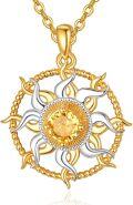 wholesale Gold-Plated 925 Sterling Silver Sunburst Apollo Celestial Pendant Necklace-0-0