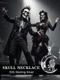 wholesale 925 Sterling Silver Black Onyx Skeletons in the Moonlight Couples Pendant Necklace for Women-0-5