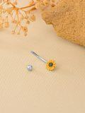 wholesale  925 Sterling Silver 14G Sunflower Belly Button Ring - 8mm Flower, Hypoallergenic, Lead & Nickel Free, Elegant Gift for Women-0-3