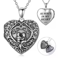 TOUPOP Sterling Silver Tree Of Life Locket Necklace Holds 2 Photos-undefined