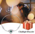 wholesale 925 Sterling Silver Emerald Claddagh Bolo Bracelet with Celtic Knot and CZ Stones Gift for Her-0-5