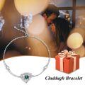 wholesale 925 Sterling Silver Emerald Claddagh Bolo Bracelet with Celtic Knot and CZ Stones Gift for Her-0-5