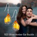 wholesale 925 Sterling Silver Teardrop Dangle Earrings with Amber and Black Onyx Stones-0-1