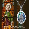 wholesale 925 Sterling Silver Saint Jude Pendant with Abalone Shell and Crosses on Chain for Men Women Christian Gifts Prayer Protection Faith Jewelry 16 + Extender-0-5
