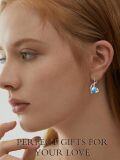wholesale 925 Sterling Silver Blue Crystal Heart Drop Leverback Earrings Gift for Her-0-1