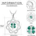 wholesale 925 Sterling Silver Green Crystal Shamrock Pendant Necklaces for Women Irish Luck s-0-5