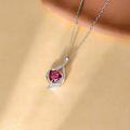 wholesale White Gold Plated Silver & Moissanite 1.5cttw Infinity Heart Birthstone Necklace with July Gemstone, Adjustable Chain, Gift Box-0-1