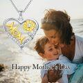 wholesale 925 Sterling Silver Sunflower Mom Heart Pendant Necklace for Women-0-4