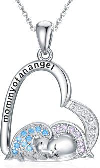 wholesale 925 Sterling Silver Heart Angel Baby Memorial Necklace for Women - Miscarriage Infant Loss Gift for Mom-Angel