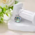 wholesale 925 Sterling Silver Libra Zodiac Sign Abalone Shell & Natural Cubic Zirconias Pendant Necklaces Wholesale for Women Girls s (Libra)-0-1