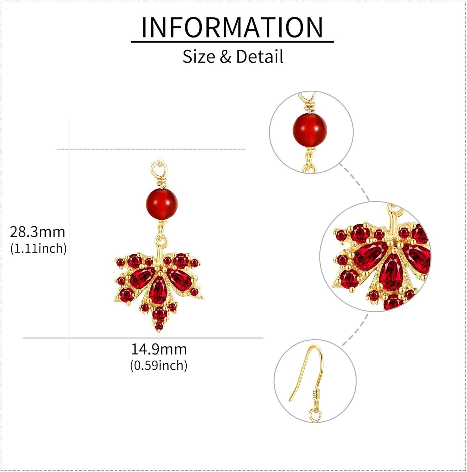 Gold Plated Red Crystal Leaf Drop Dangle Earrings  for Her-0-4