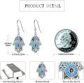 wholesale 925 Sterling Silver Abalone Shell Blue Crystal Evil Eye Hamsa Chakra Drop Earrings Hand of Fatima s for Women Girls-0-3