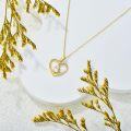 wholesale 14K Gold Cubic Zirconia Open Heart Pendant Necklace for Women 18 Inches Long Chain-0-3