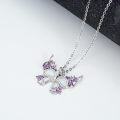 wholesale 925 Sterling Silver Purple Opal Butterfly Pendant Necklace for Women-0-1