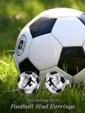 wholesale 925 Sterling Silver Soccer Ball Studs with Player Silhouette - Sporty Jewelry for Women and Men-0-5