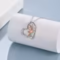 wholesale 925 Sterling Silver Heart Pendant Necklace Wholesale with Ballet Dancer Charm and Inspirational Message Be Strong - Perfect Gift for Dance Lovers-0-4