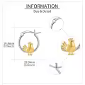 wholesale 925 Sterling Silver Gold Plated Hen Charm Hoop Earrings Wholesale for Women Girls Mothers Day Gift-0-4