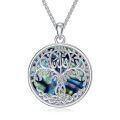 wholesale 925 Sterling Silver Tree of Life Round Pendant with Abalone Shell Inlay and Arabic Calligraphy for Men Women - Islamic Muslim s-0-0