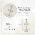 wholesale 925 Sterling Silver Cross Necklace w/ Gold Heart & Yellow Flower Pendant-0-1