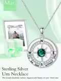 TOUPOP S925 Sterling Silver White Gold Plated Birthstone Compass Cremation Urn Pendant Necklace-0-1