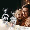 wholesale 925 Sterling Silver Mother Daughter Matching Necklaces with Dolphins and Hearts Pendants-0-1