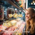 wholesale 14K Gold Twist Candy Stud Earrings with Cubic Zirconia - Small Honey for Women-0-5
