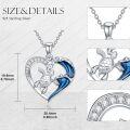 wholesale 925 Sterling Silver Heart-Shaped Blue Enamel Turtle Pendant Necklace for Women-0-2