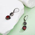 wholesale 925 Sterling Silver Red Crystal Gothic Rose Drop Earrings for Women-0-3