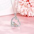 wholesale 925 Sterling Silver Cat and Fish Heart Pendant Necklace with Cubic Zirconia Gifts for Women-0-2