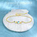 wholesale 925 Sterling Silver Moonstone Starfish & Seashell Charm Bracelet - Ocean Inspired Jewelry for Women and Girls-0-5